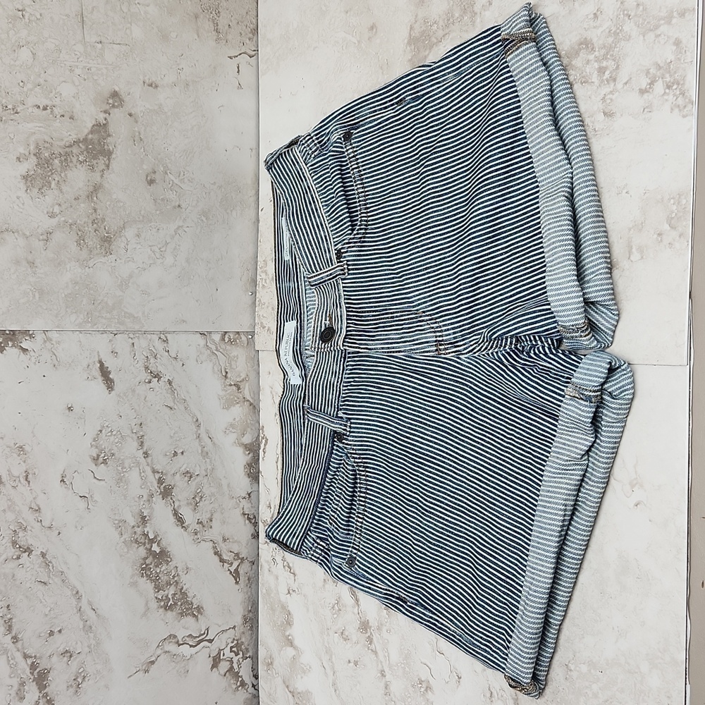 Banana Republic Rolled Shorts striped denim size 26 summer classic